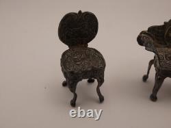ATTRACTIVE MINIATURE SILVER DOLLS HOUSE FURNITURE SET London 1969/1970