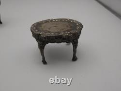 ATTRACTIVE MINIATURE SILVER DOLLS HOUSE FURNITURE SET London 1969/1970