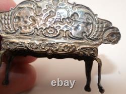 ATTRACTIVE MINIATURE SILVER DOLLS HOUSE FURNITURE SET London 1969/1970