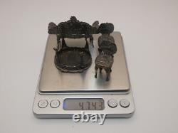 ATTRACTIVE MINIATURE SILVER DOLLS HOUSE FURNITURE SET London 1969/1970