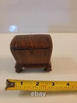 An Antique Doll House MINIATURE mohogany wood casket/trunk/hope CHEST