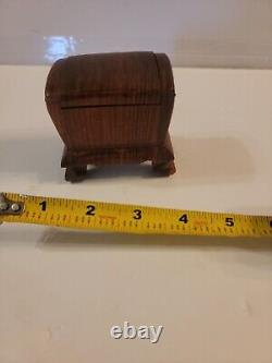 An Antique Doll House MINIATURE mohogany wood casket/trunk/hope CHEST