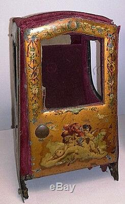 Antique 1900 french Fabulous sedan chair pocketwatch holder doll box miniatur