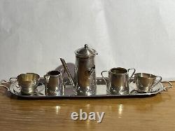 Antique 1907 Walker & Hall Miniature Dolls House Coffee Tea Set With Tray