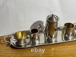 Antique 1907 Walker & Hall Miniature Dolls House Coffee Tea Set With Tray