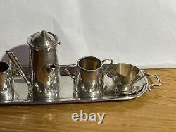 Antique 1907 Walker & Hall Miniature Dolls House Coffee Tea Set With Tray