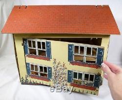 Antique 1927 Tootsie Toy Daisy Doll House Cardboard + Dollhouse Furniture VHTF