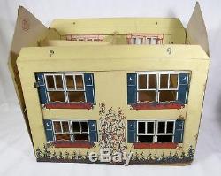 Antique 1927 Tootsie Toy Daisy Doll House Cardboard + Dollhouse Furniture VHTF