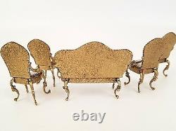 Antique Austrian Viennese Enamel Miniature Furniture Musical Set 6 Pc Royal