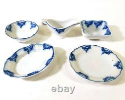 Antique Blue Onion Dolls House Miniature Porcelain Set Of 5 Q114