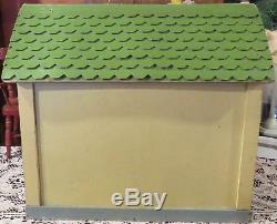 Antique C1920 Rare Large Size Schoenhut 4 Room Doll House withGreen Shingled Roof