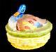 Antique Continental Bisque Porcelain Dolls House Miniature Duck Basket Nest