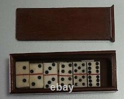 Antique DOMINOES in Wood Box miniature doll house