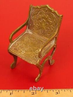 Antique Doll House Miniature Toy Chair Crafted From Brass