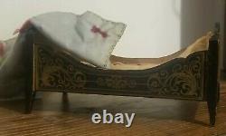 Antique Dollhouse Biedermeier Bed Miniature