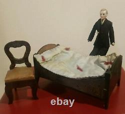 Antique Dollhouse Biedermeier Bed Miniature