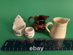 Antique Dollhouse/Doll Kitchen Miniatures German Salz holder, Muscat, 2 pitcher
