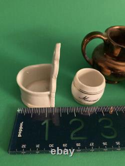 Antique Dollhouse/Doll Kitchen Miniatures German Salz holder, Muscat, 2 pitcher