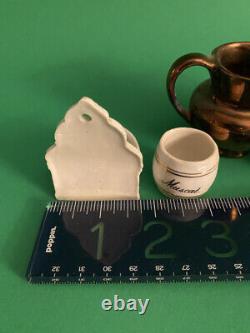 Antique Dollhouse/Doll Kitchen Miniatures German Salz holder, Muscat, 2 pitcher