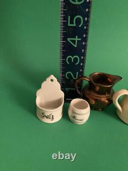 Antique Dollhouse/Doll Kitchen Miniatures German Salz holder, Muscat, 2 pitcher