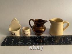 Antique Dollhouse/Doll Kitchen Miniatures German Salz holder, Muscat, 2 pitcher