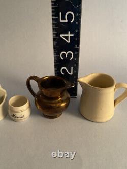 Antique Dollhouse/Doll Kitchen Miniatures German Salz holder, Muscat, 2 pitcher