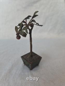 Antique Dolls House Miniature Orange Tree Cold Painted Bronze