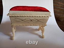 Antique Dolls House Miniature Sewing Box, Hand Carved