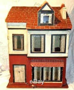 Antique Edwardian Circa 1900 Dolls House Original Exterior & Interior Paintwork