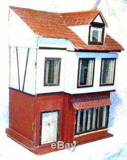 Antique Edwardian Circa 1900 Dolls House Original Exterior & Interior Paintwork