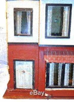 Antique Edwardian Circa 1900 Dolls House Original Exterior & Interior Paintwork