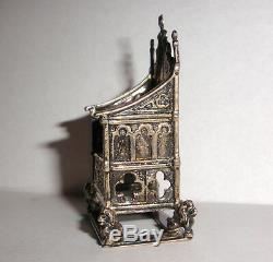 Antique English Sterling Silver miniature Coronation Throne doll house Saunders