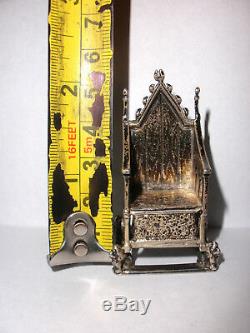Antique English Sterling Silver miniature Coronation Throne doll house Saunders