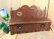 Antique French Hand Carved Breton Doll House Bench With Chest Oak Wood Miniature