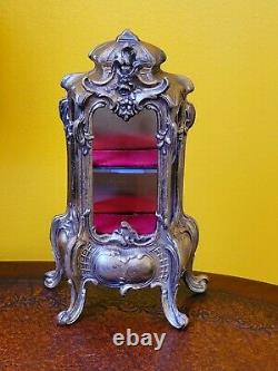 Antique French Miniature Vitrine Doll House or Stand up Trinket Box Casket