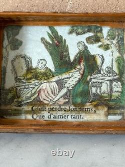 Antique Georgian straw work hand tinted miniature picture / dolls house