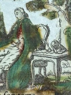 Antique Georgian straw work hand tinted miniature picture / dolls house