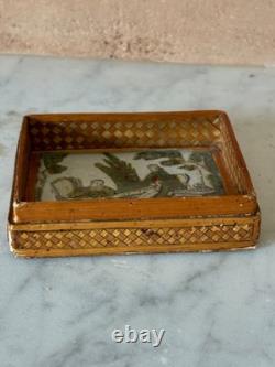 Antique Georgian straw work hand tinted miniature picture / dolls house