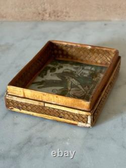 Antique Georgian straw work hand tinted miniature picture / dolls house