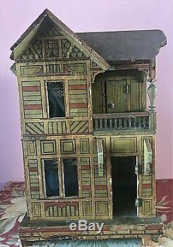 Antique German Gottschalk Lithographed Paper Dollhouse