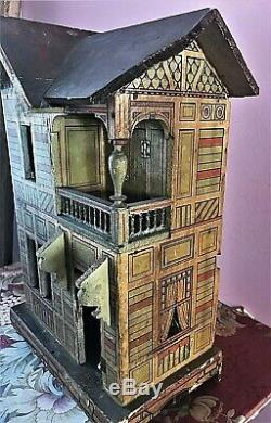 Antique German Gottschalk Lithographed Paper Dollhouse