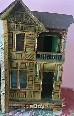 Antique German Gottschalk Lithographed Paper Dollhouse