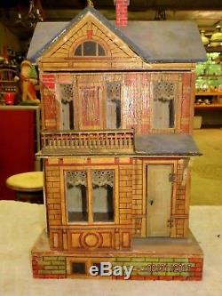 Antique German Gottschalk Wood & Lithograph Doll House