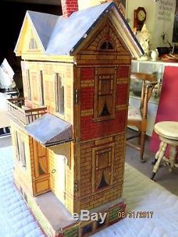 Antique German Gottschalk Wood & Lithograph Doll House