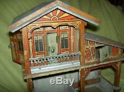 Antique German Moritz Gottschalk Blue Roof dollhouse farm, stable & loft, c1890