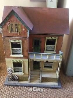 Antique Gottschalk Dolls House C1880-1900 Including Furniture & Dolls