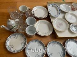 Antique Miniature DISH SET porcelain china doll house tea Federal glass mug vtg