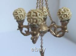 Antique Miniature Doll House Ormolu 4 arm Chandelier