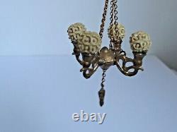 Antique Miniature Doll House Ormolu 4 arm Chandelier