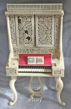 Antique Miniature Dolls House CARVED BONE French Napoleonic POW Pianoforte c1760